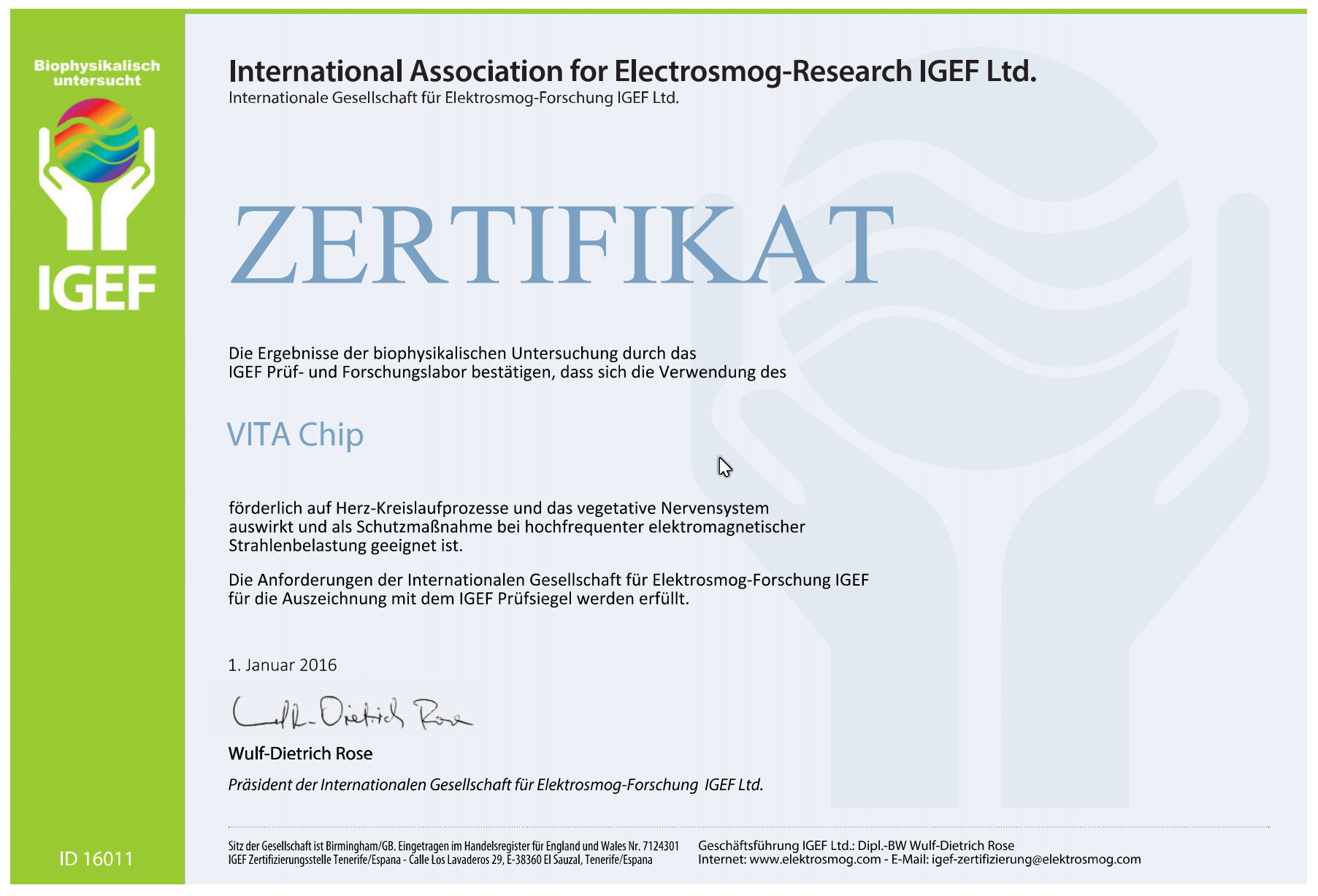 IGEF certificate 2016